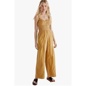 Free People Women's After All Ruched One-Piece, Golden Nugget Size Medium